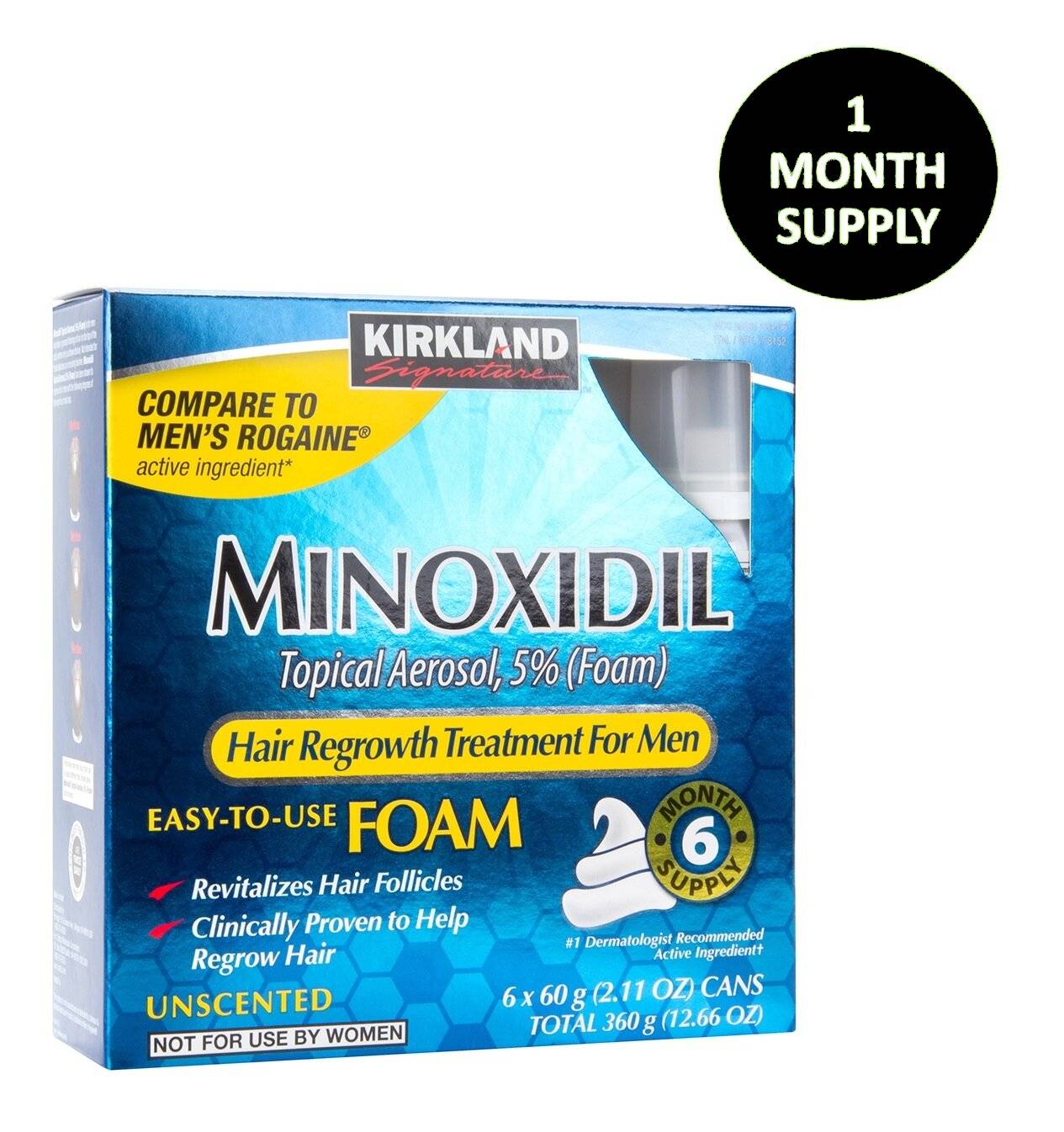 Bare overfyldt Magnetisk slutningen Kirkland Signature 5% Minoxidil Hair Regrowth Treatment For Men Foam - 1  Month Supply - Minoxidus