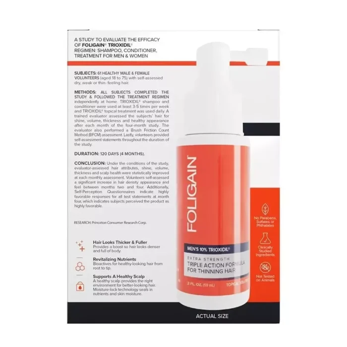 Foligain Men's 10% Trioxidil | Triple Action Complete Formula Thinning Hair 59ml - Image 2