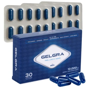Gelgra Ultra Strong 10,000mg Herbal Food Supplement for Men, 30 Capsules