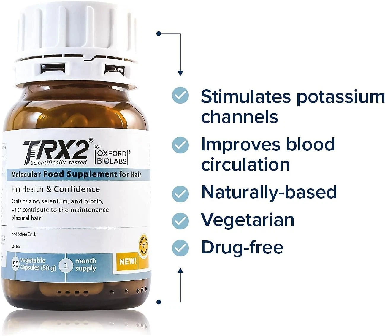 Oxford Biolabs TRX2® Molecular Food Supplement for Hair, 90 Capsules 1 Month Supply - Image 2
